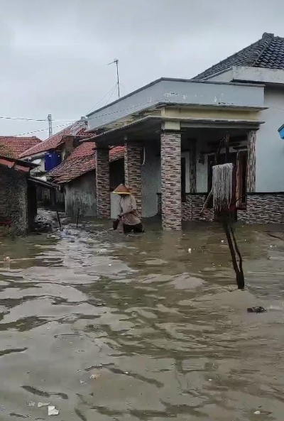 Tembok Tanggul Jebol, Desa Eretan Di Indramayu Terendam